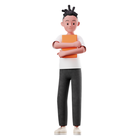 Male Character Holding a Book 3D Illustration