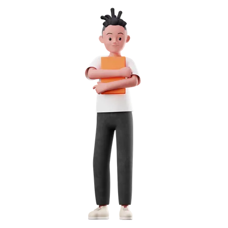 Male Character Holding a Book 3D Illustration