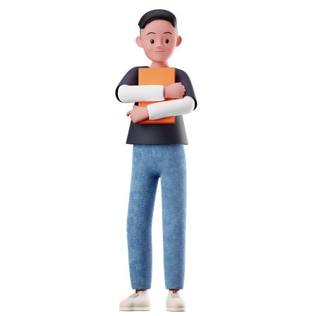 Male Character Holding A Book 3D Illustration