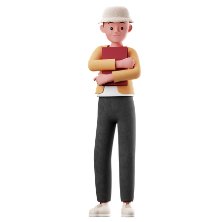 Male Character Holding A Book 3D Illustration