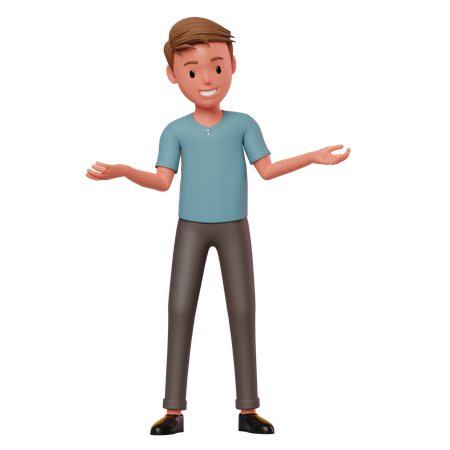 Male Character In Confused  3D Illustration