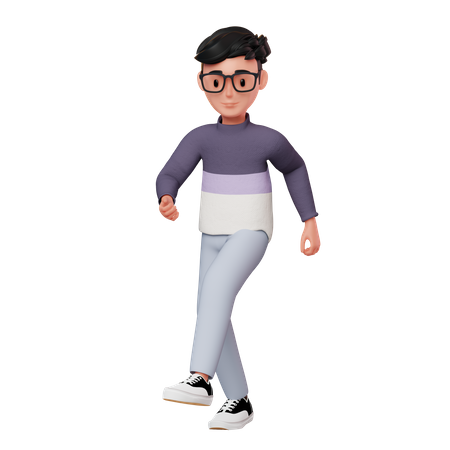 Male Character In Walking Pose  3D Illustration