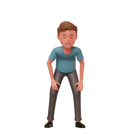 Male Character Laughing 3D Illustration