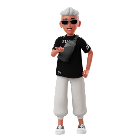 Male Character Pointing On Something  3D Icon