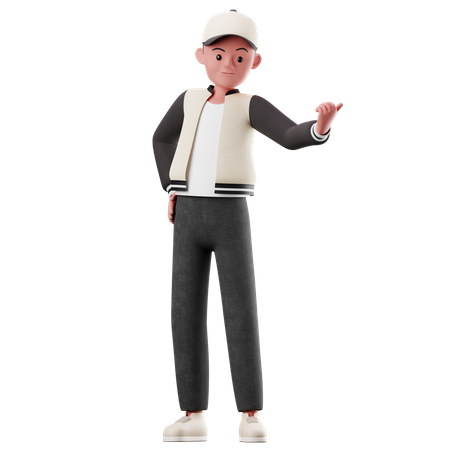 Male Character Pointing On Something  3D Illustration