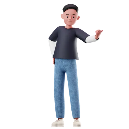 Male Character Pointing On Something  3D Illustration