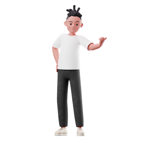 Male Character Pointing on Something  3D Illustration