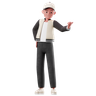 3d boy pointing on something