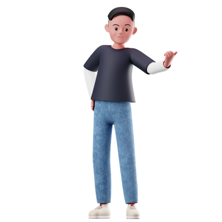 Male Character Pointing On Something  3D Illustration