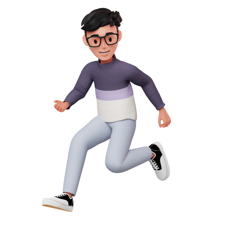 Male Character Running Poose  3D Illustration