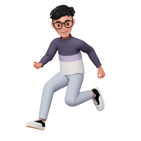 Male Character Running Poose  3D Illustration