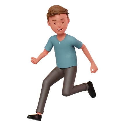 Male Character Running Poose  3D Illustration