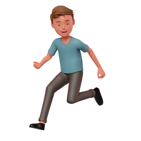 Male Character Running Poose 3D Illustration