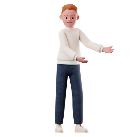 Male Character Showing Something Pose  3D Illustration