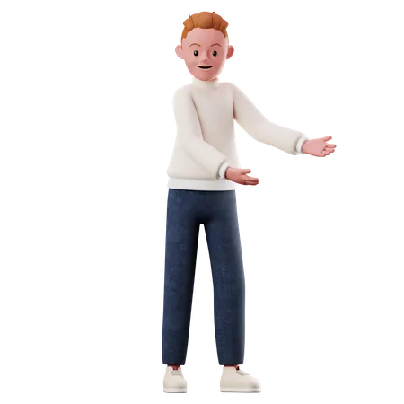 Male Character Showing Something Pose  3D Illustration