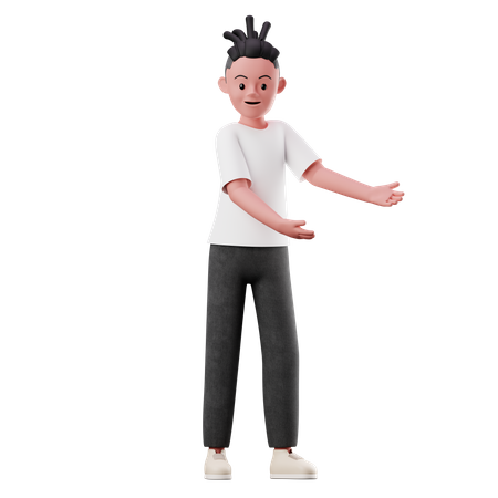 Male Character Showing Something Pose  3D Illustration