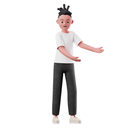 Male Character Showing Something Pose  3D Illustration