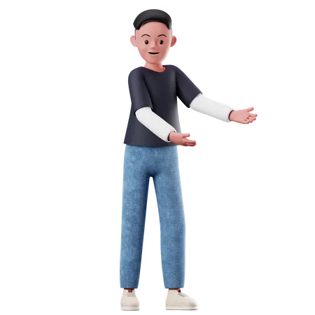 Male Character Showing Something Pose  3D Illustration