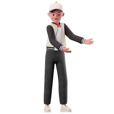 Male Character Showing Something Pose  3D Illustration