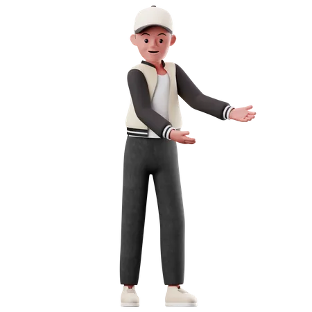 Male Character Showing Something Pose  3D Illustration