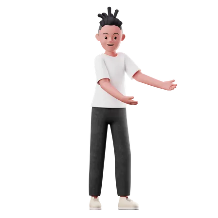 Male Character Showing Something Pose 3D Illustration