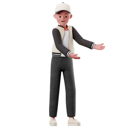 Male Character Showing Something Pose 3D Illustration