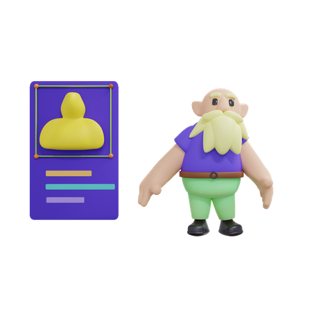 Male character standing in a metaverse environment with the info tab  3D Icon