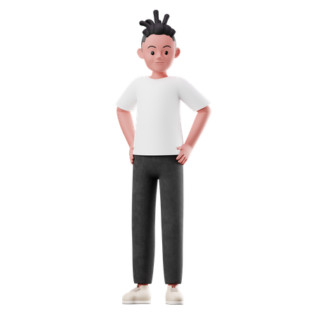 Male Character Standing in Confident  3D Illustration