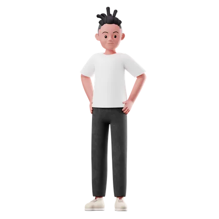 Male Character Standing in Confident  3D Illustration