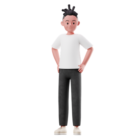 Male Character Standing in Confident 3D Illustration