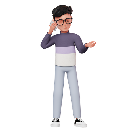 Male Character Talking On Phone  3D Illustration