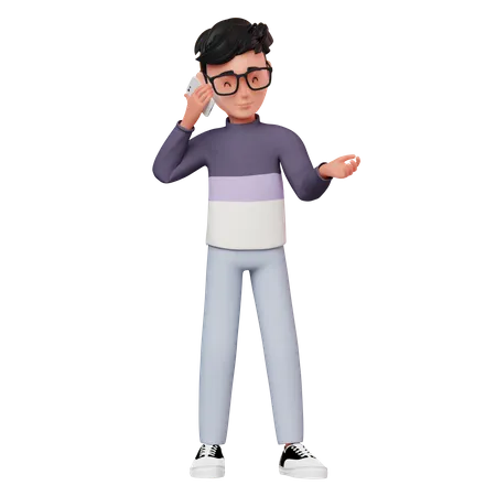 Male Character Talking On Phone  3D Illustration