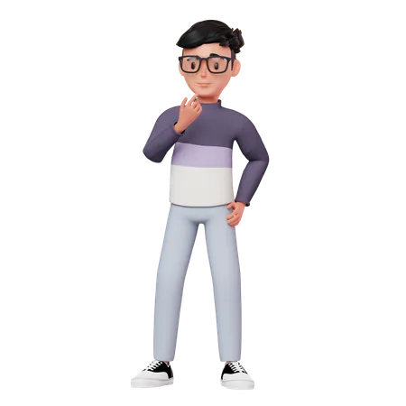 Male Character Thinking  3D Illustration