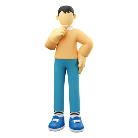 Male Character Thinking Pose 3D Icon