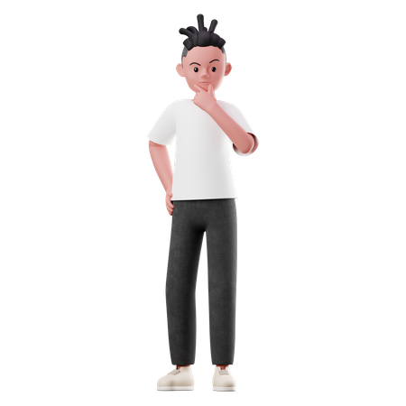 Male Character thinking Pose  3D Illustration