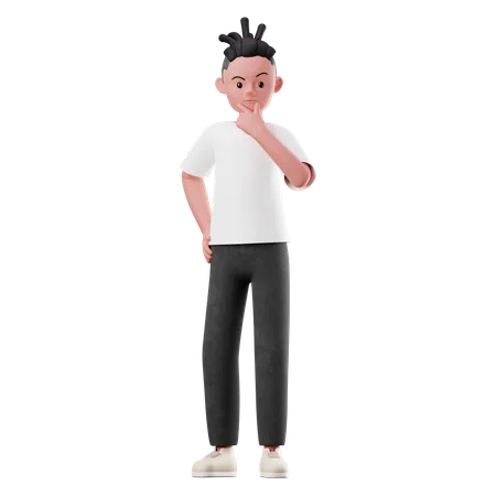 Male Character thinking Pose  3D Illustration