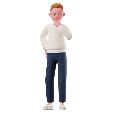 Male Character Thinking Pose  3D Illustration