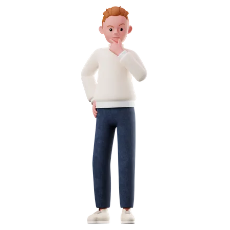 Male Character Thinking Pose  3D Illustration