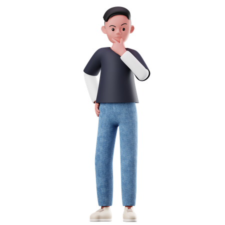 Male Character Thinking Pose  3D Illustration