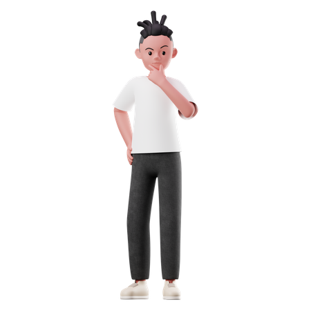 Male Character thinking Pose 3D Illustration
