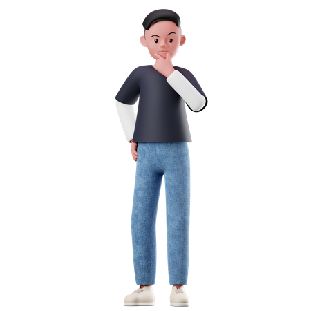 Male Character Thinking Pose 3D Illustration
