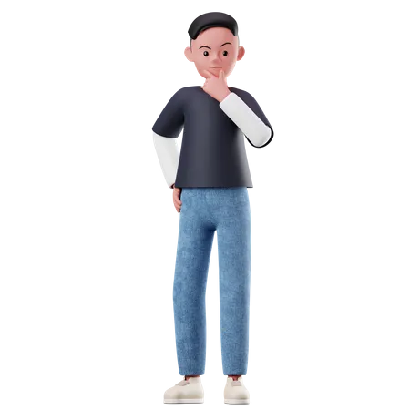 Male Character Thinking Pose  3D Illustration