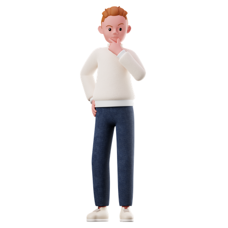 Male Character Thinking Pose 3D Illustration