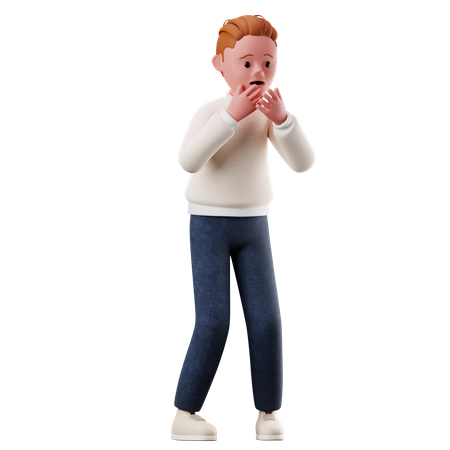 Male Character With Afraid Pose  3D Illustration