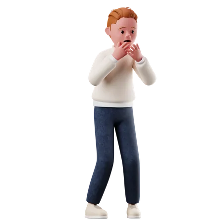 Male Character With Afraid Pose  3D Illustration