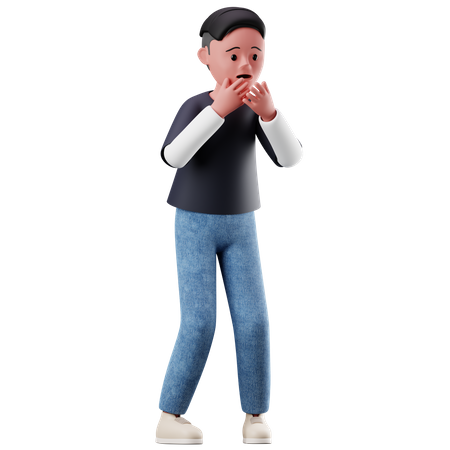 Male Character With Afraid Pose  3D Illustration