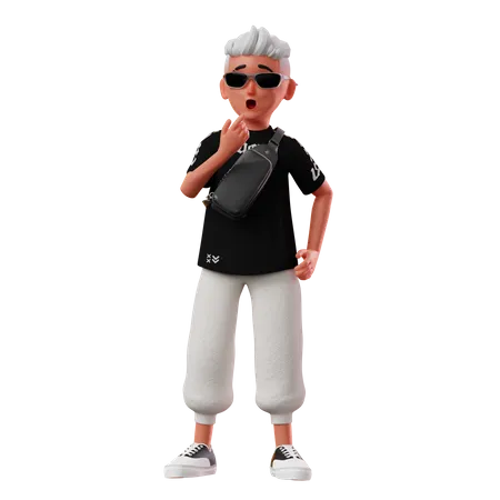 Male Character With Afraid Pose  3D Illustration