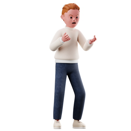 Male Character With Angry Pose  3D Illustration