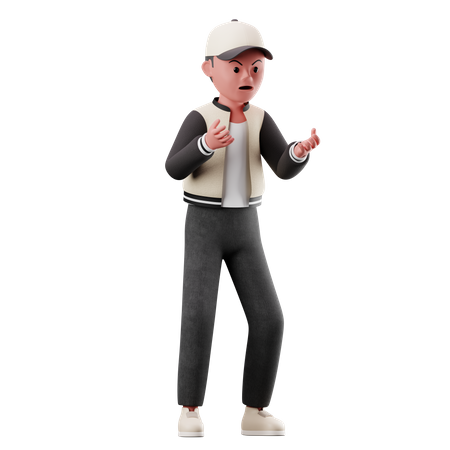 Male Character With Angry Pose  3D Illustration