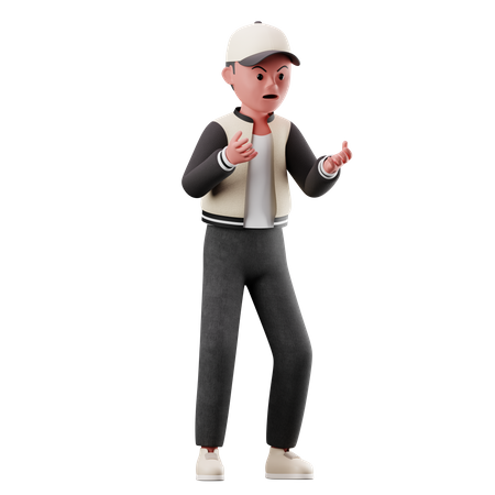 Male Character With Angry Pose 3D Illustration